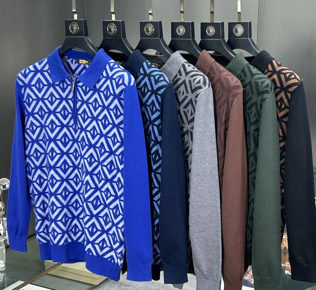 

BLSK CPRT Sweater Wool men's 2026 new warm business casual Comfortable zipper elasticity printing high quality size M-3XL