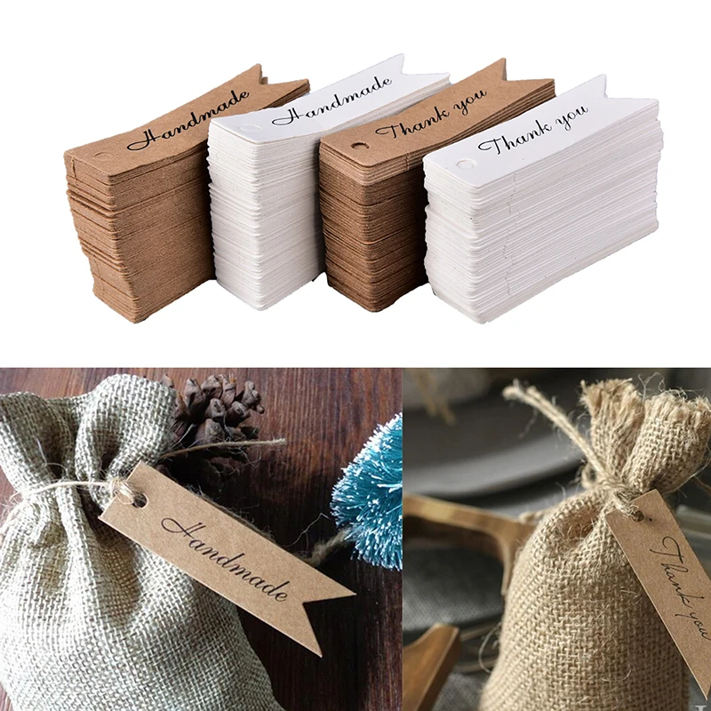 100 DIY Paper Blank Card Gift Tags Labels Wedding Favor Select Vintage Kraft Paper Tags