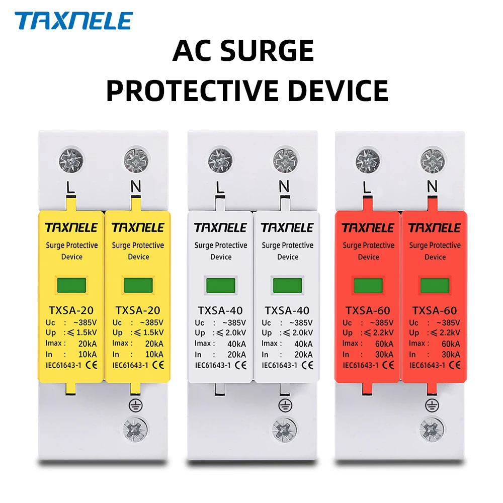 AC SPD 2P 275V 385V 420V 20KA 40KA 60KA House Lightning Surge Protector protection Protective Low-voltage Arrester Device