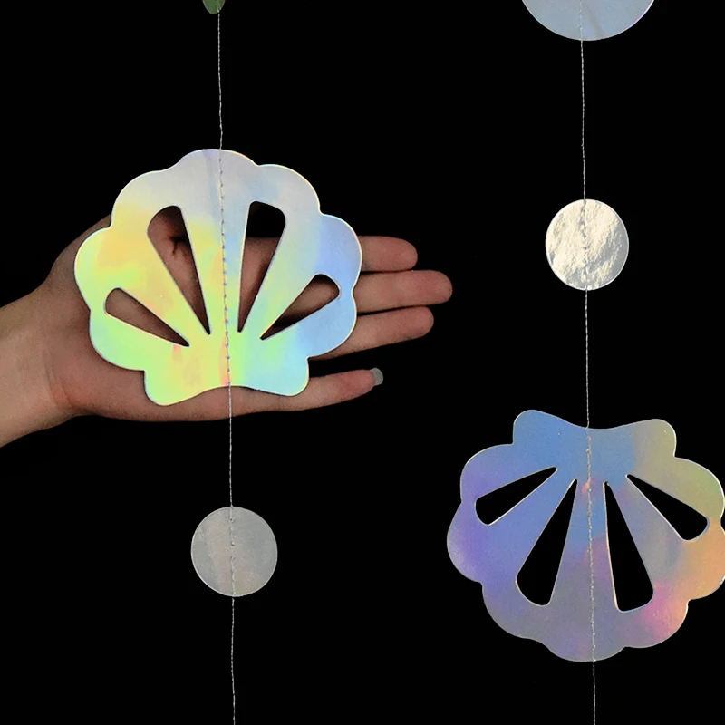 Iridescent Mermaid Banner Jellyfish Seashell Starfish Garland Decoration Under The Sea Birthday Party Hanging Decor Baby Shower