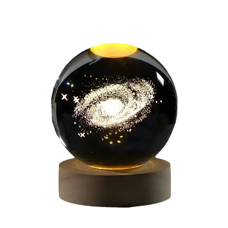 Creative 3D engraving crystal ball night light luminous crystal ball desktop ornament