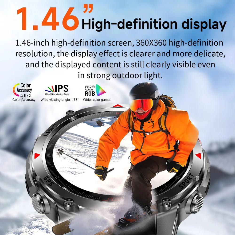 Wonlex Men Smart watch GPS Built in Smartwatch Outdoor RIDE Run GPS Track Sports Compass Altimeter IP68 Waterproof Watch For Men