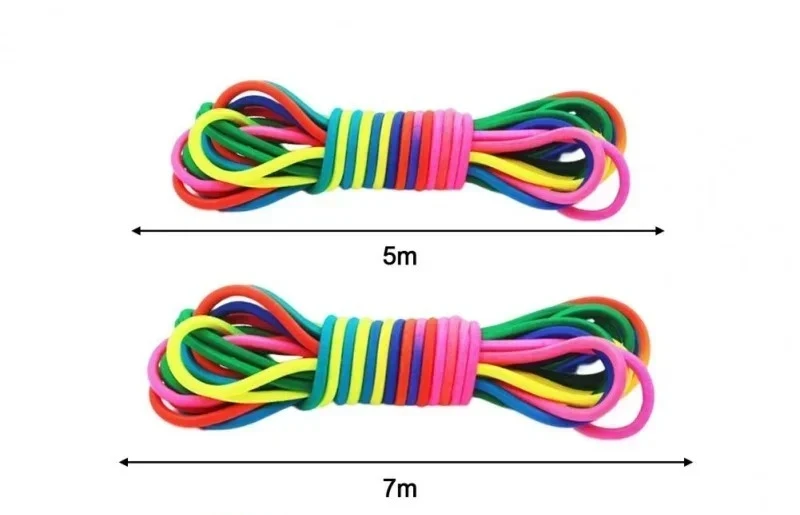 Rainbow Elastic Rubber Jump Rope Kids Adults Fitness Exercise Outdoor Fun Games Juegos De Exterior Para Niños Y Adultos gallery 5