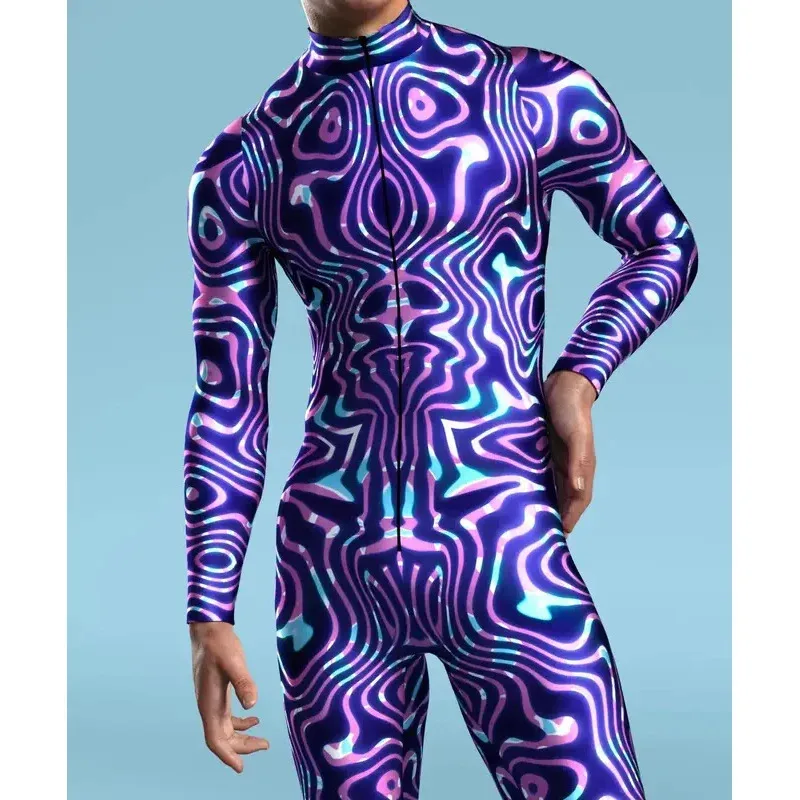 Body pour hommes, impression Cyber 3D, lignes irrégulières, combinaison Steampunk, Costume de Cosplay d'halloween, Catsuit, fête de carnaval, nouvelle collection 2025 ★ ★