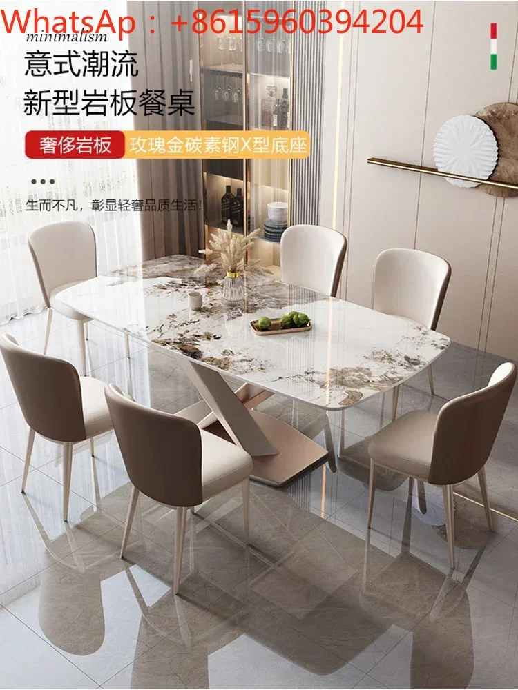 Italian light extravagant slate dining table and chair combination modern simple rectangular household table