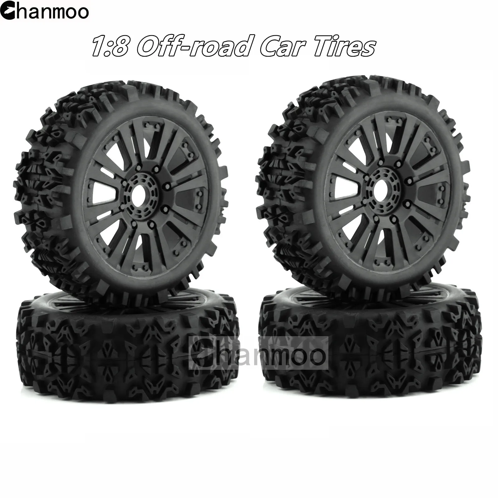 

4Pcs 1/8 RC Off-road Car Tires 120mm Buggy Wheels With 17mm Hub for KYOSHO HPI LOSI HSP GT2 Hobao Redcat Axial Traxxas Vkar