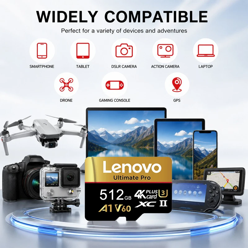 Ultra Lenovo Memory Card 512GB SD Cards TF Cards Micro TF SD 128GB 64GB Data Integrity 8K for Drone / Camera / Smartphone