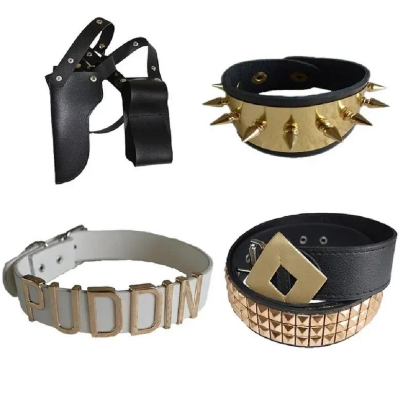 Suicide Cosplay Squad Quinn Monster Bracelet Belt necklace Gloves Accessories Full Set Wig Harley