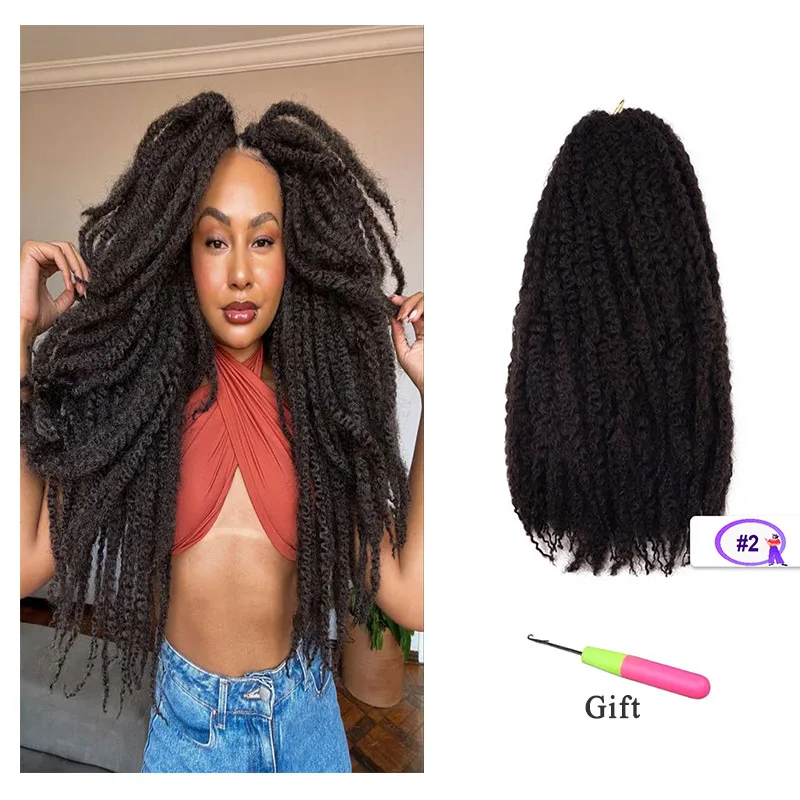 Marley Twist Braiding Hair 18 Inch  Long Cuban Twist Hair  Afro Kinky Curly Twist Crochet Hair Synthetic Marley Hair Extensions