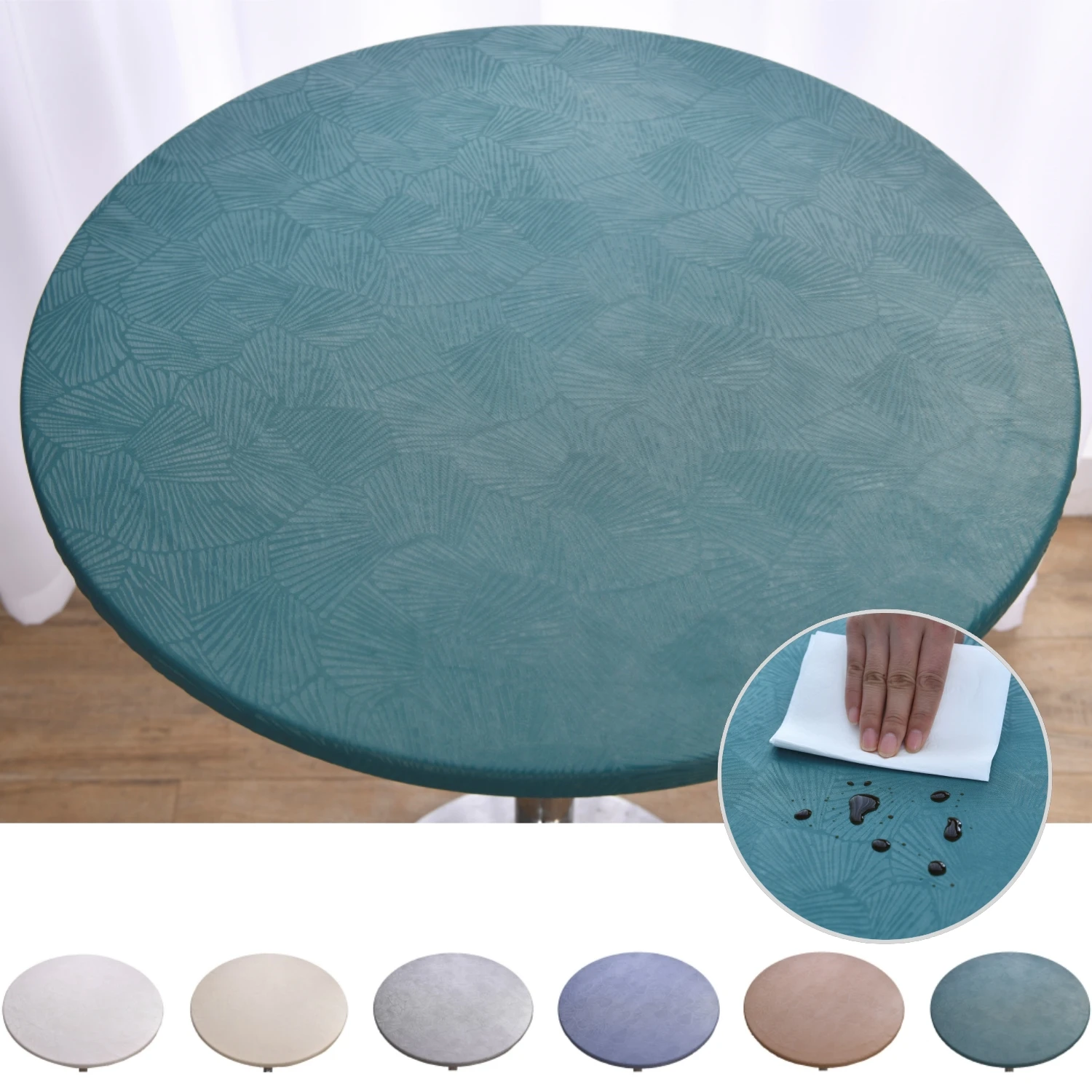 

Stretch Round Tablecloth Waterproof Oil-Proof Table Covers Protector Wipeable