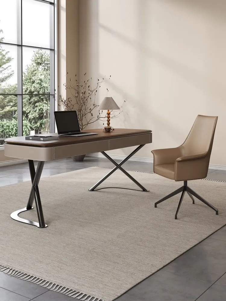 z-c6 high-end solid wood light luxury modern simple home bedroom walnut desk Ready to ship and purchase with peace of mind