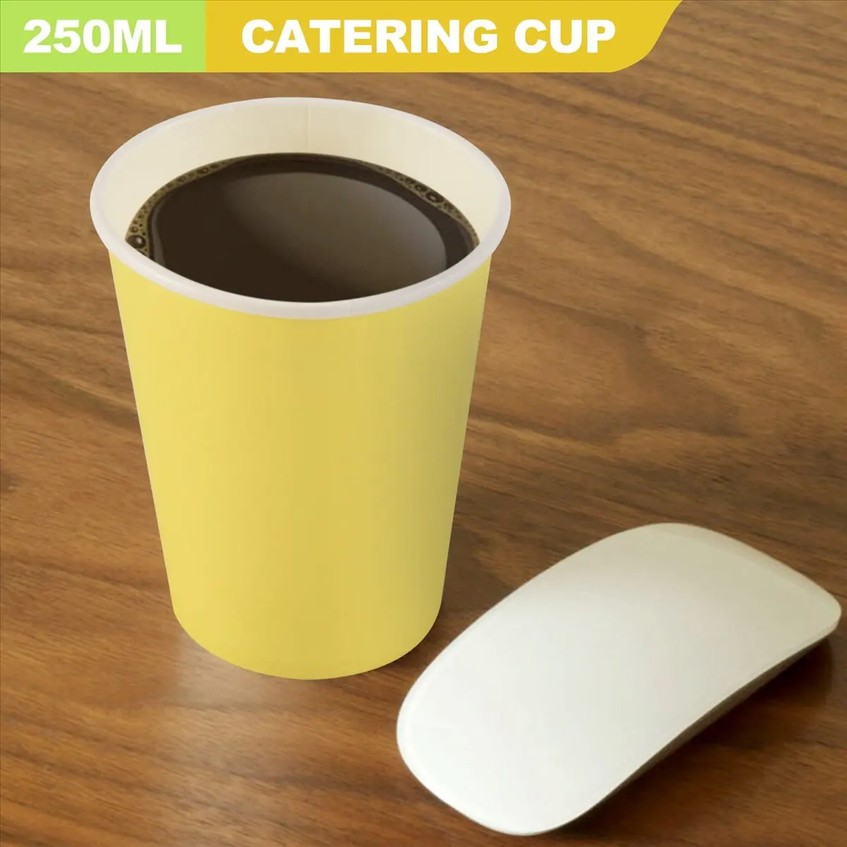 (N21R) 20 Paper Cups (9oz) - Plain Solid Colours Birthday Party Tableware Catering(yellow)
