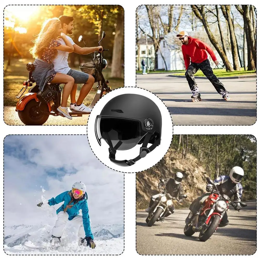 Fahrradhelm 3C-Zertifiziert für Männer, Frauen, Erwachsene und Kinder Cartoon-Elektrofahrrad-Motorrad-Halbhelm mit Schutzbrille – Detail 33