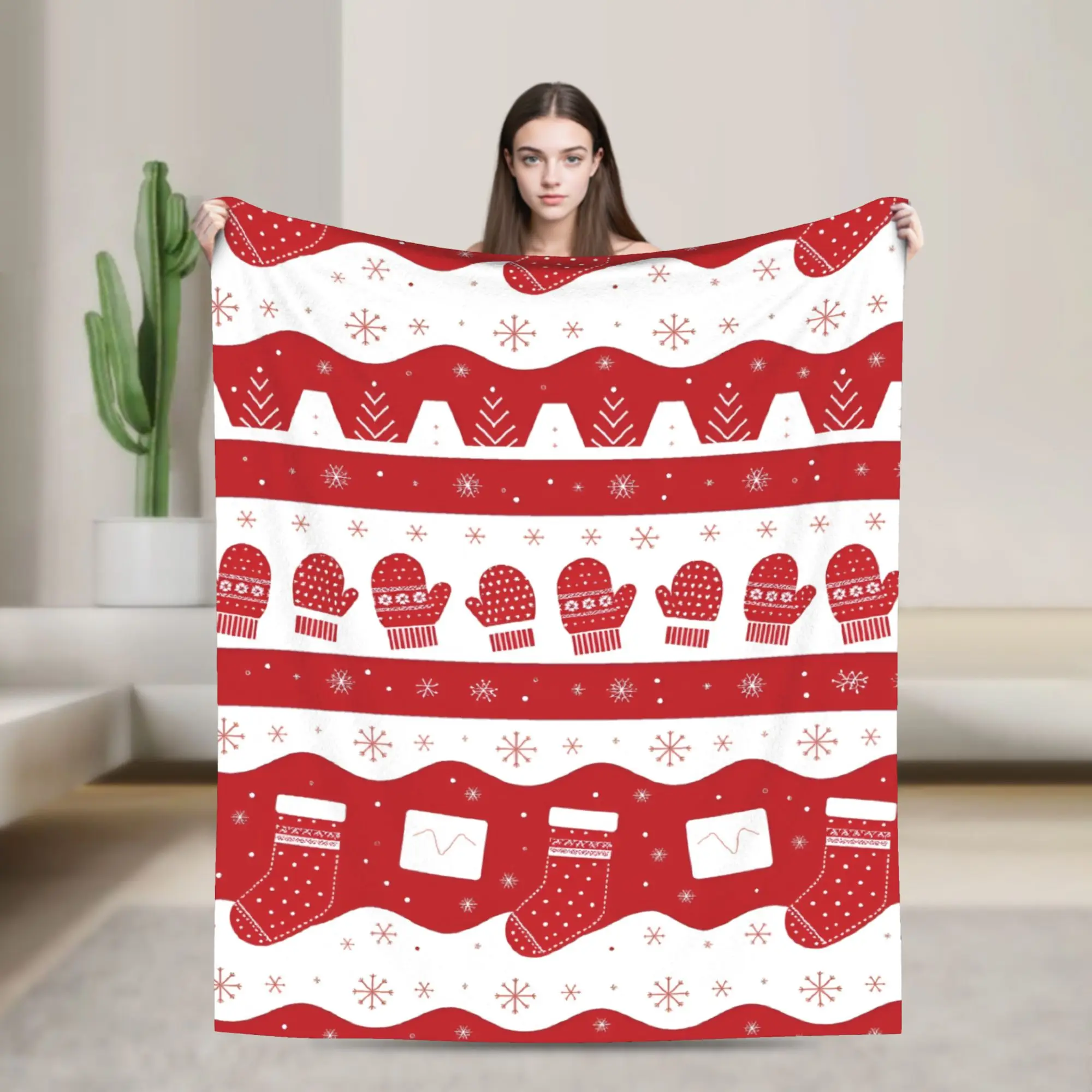 New Arrival winter snowflakes christmas santa claus checkered snow Blanket Ultra-Soft Flannel Comfortable Throw Blankets Machine