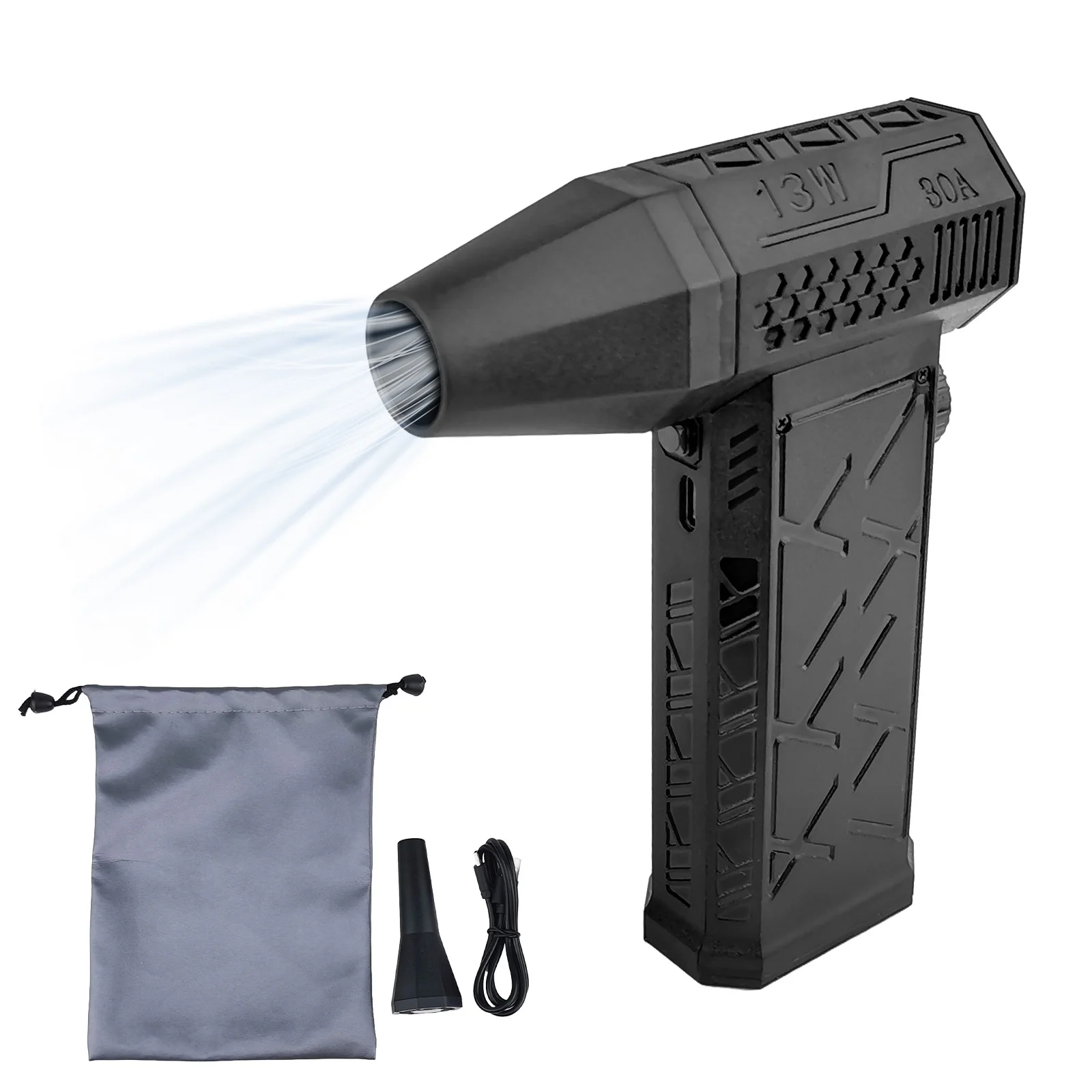 

Electric Duster 130000RPM Compressed Duster with Magnetic Suction Nozzle Speed Adjustable Fan Built-in 2x4000mAh