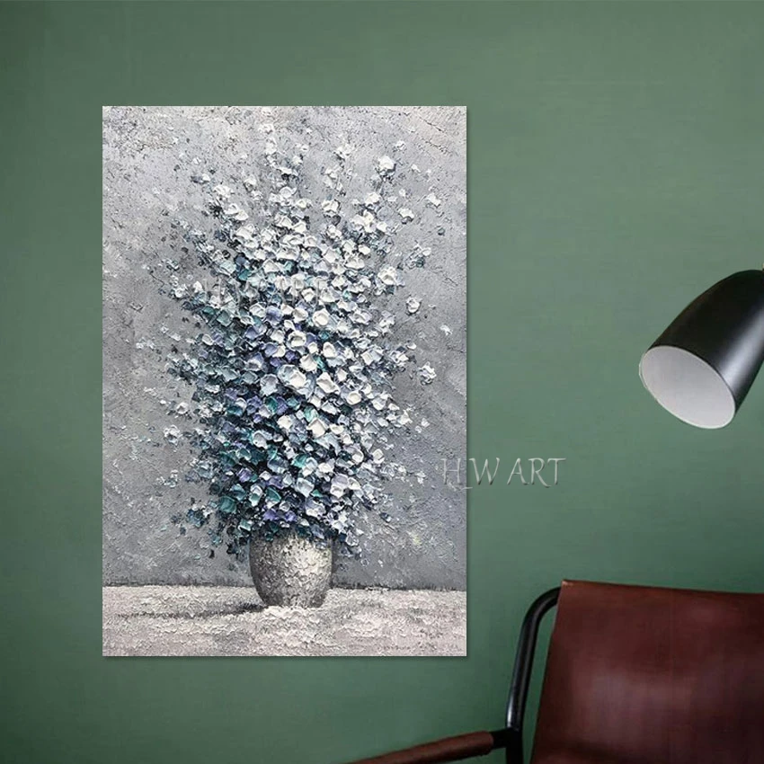 Abstract Plant Bonsai Oil Painting Thick Acrylic Texture Wall Canvas Art Leaf Picture Frameless Home Decoration Pieces Luxury