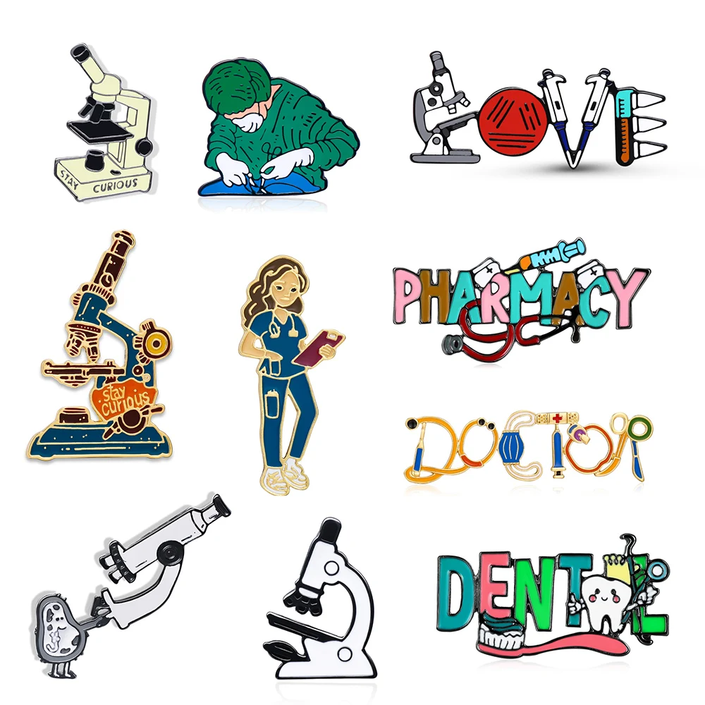Microscope Nurse Doctor Brooch Fashion Cute Medical Doctor Collar Bag Coat Badge Jewelry Gift For Nurses And Doctors To Use