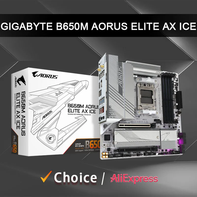 

GIGABYTE Новые процесоры серии B650M AORUS ELITE AX ICE Micro-ATX AMD B650 DDR5 AMD Ryzen 7000/8000/9000, материнская плата с разъемом AM5