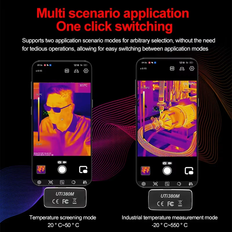Câmera de imagem térmica UNI-T para telefone UTI380M Câmera térmica infravermelha Super-resolução 400 × 300 pixels Câmera termográfica