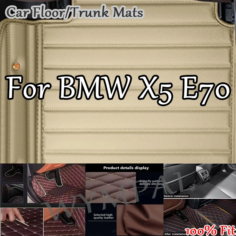 

Luxury Custom Automotive Car Floor Mats For BMW X5 E70 2006-2010 Auto Luxury Leather Men Women Car Mats Full Cover Accessories