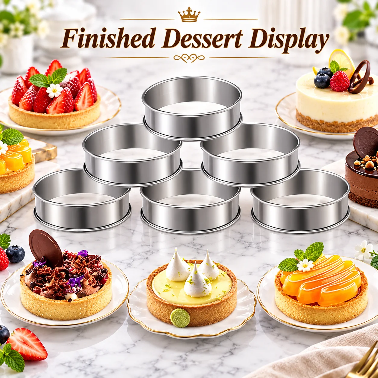6 Stück Muffin- und Crumpet-Backringe, lebensmittelechter Edelstahl, antihaftbeschichtet, Gebäckform, für Pfannkuchen- und Keksebacken, für den Heimgebrauch in der Küche – Detail 1