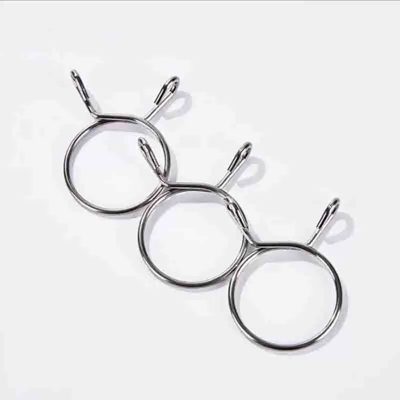 10PCS 304 Stainless Steel Hand-Held Snap Fastener Pipe Holder Hose Clamp Water Pipe Spring Clamp Ring for Plumbing