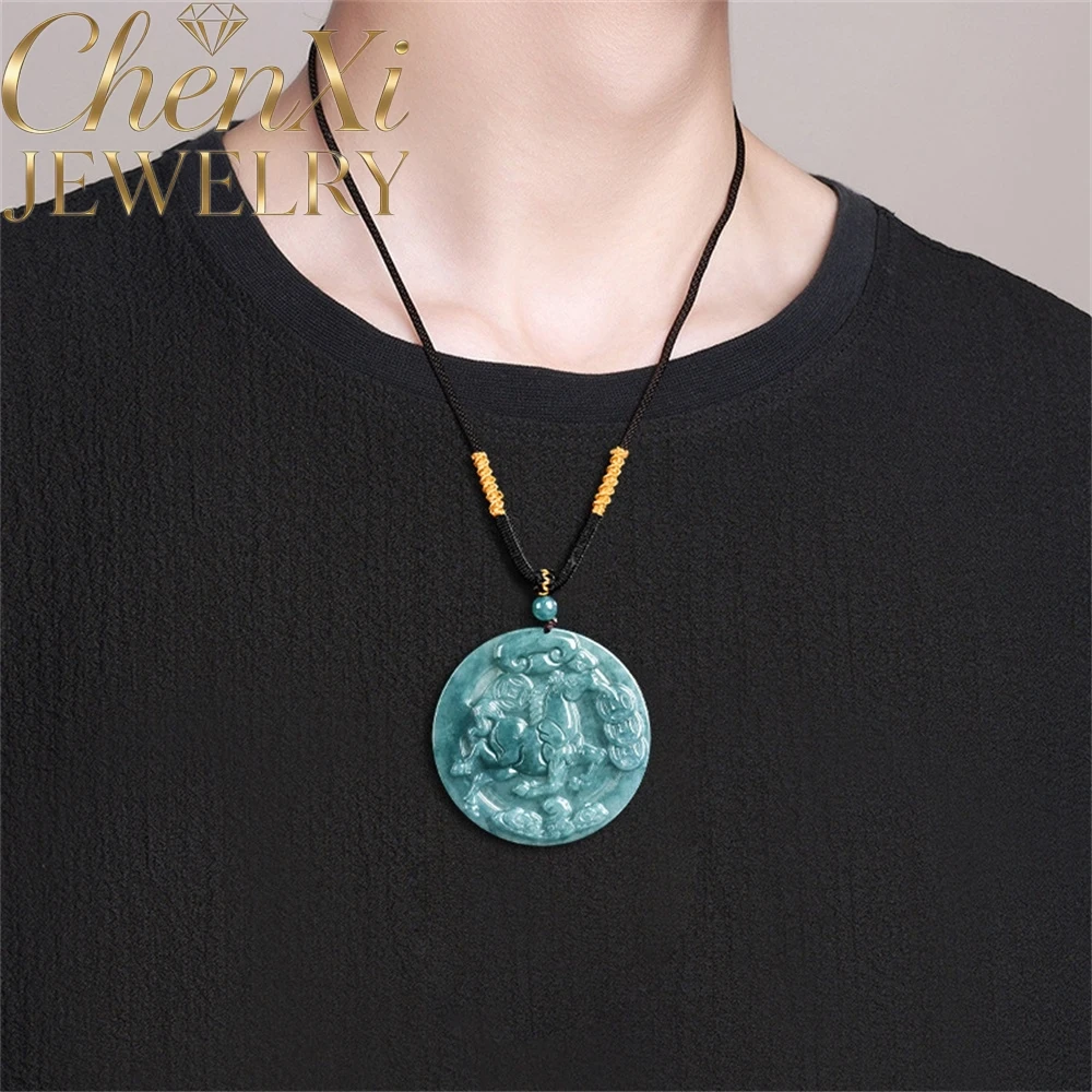

Natural A-Grade Ice-Grade Jadeite Blue Water Horse Get Rich Soon Horse Zodiac Pendant Charm Fine Jewelry Best Selling Exquisite