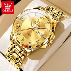 OLEVS 6702 Mens Watch Original Automatic Movement Wristwatch Reloj Waterproof Luminous Dual Calendar Display Mens Gifts Freebie