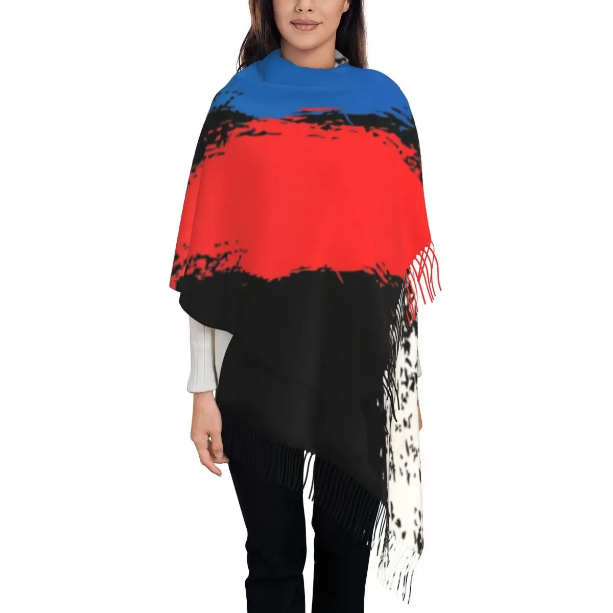 

Luxury Russia Flag Russian Pride Tassel Scarf Women Winter Warm Shawl Wrap Lady Scarves