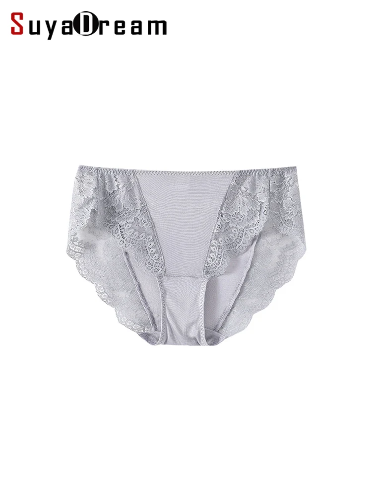SuyaDream, 3pcs/lot Women Lace Panties, 100%Natural Silk, Comfortable Briefs, Health 2025 New Everyday wear Intimates