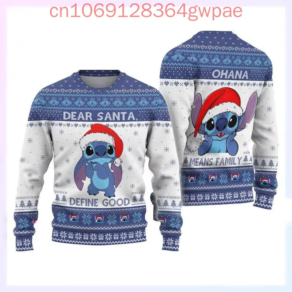 Disney Stitch Christmas Ugly Sweater Men's Womens 3d Ugly Sweater Stitch Mickey Ugly Christmas Sweater Anime Xmas Sweater Tops