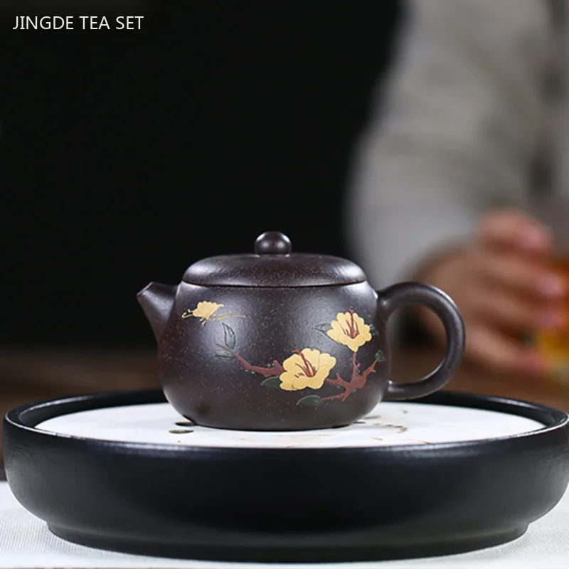 

150ml Tradition Yixing Purple Clay Tea Pot Black Gold Sand Filter Teapot Customized Zisha Tea Kettle Handmade Beauty Teaware