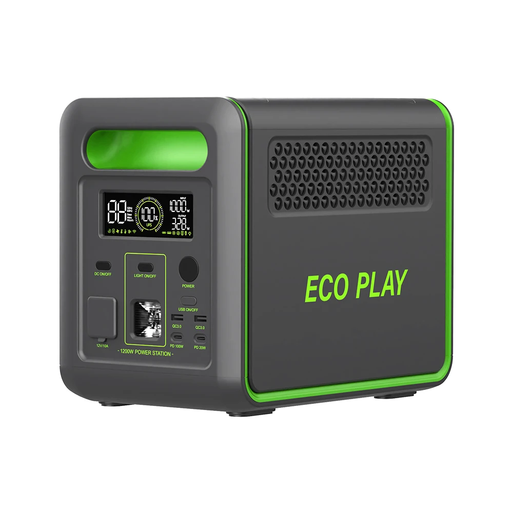 ECOPLAY 1200W Portable Station 1024Wh Solar Rechargeable 120V AC USB-C PD Camping Home Backup RV Port MPPT Solar Panel Car AU