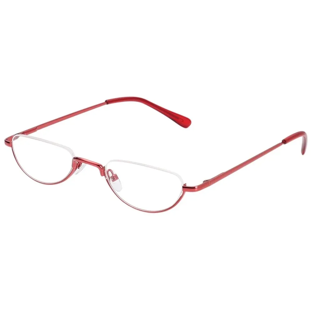Retro-Lesebrille mit hochauflösenden Metallfederscharnieren, Halbmond-Design, Halbrandlose Lesehilfe, Optische Brille mit Kleinem Rahmen – Detail 8
