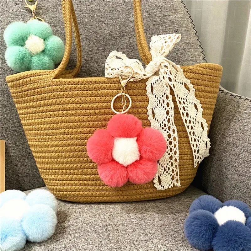 LLavero de peluche de flores para mujer y niña, accesorio colgante de 16cm para bolso de coche, decoración de habitación, regalo creativo