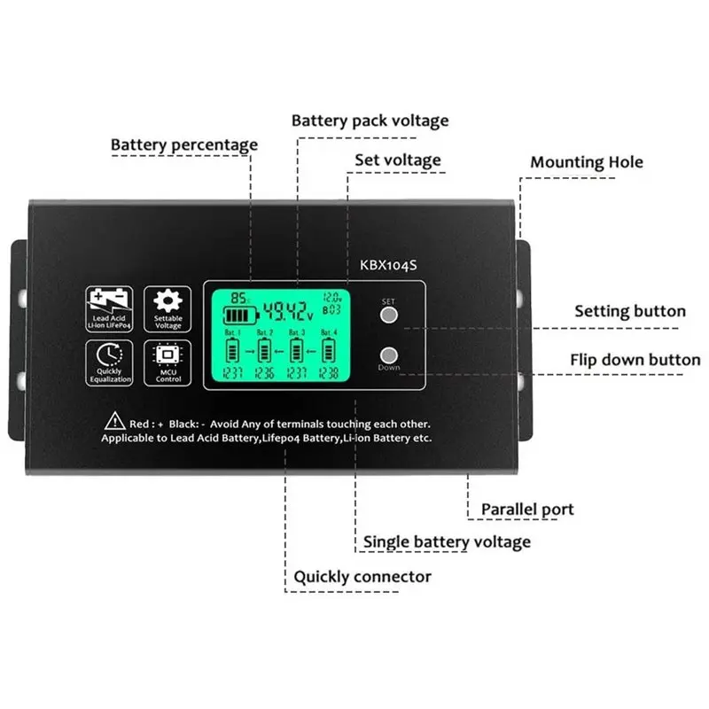 ABLK KBX104S 48V Series Battery Voltage Regulator Equalizer Controller 12/24/36/48/96V For Test Meters Tools Accessories