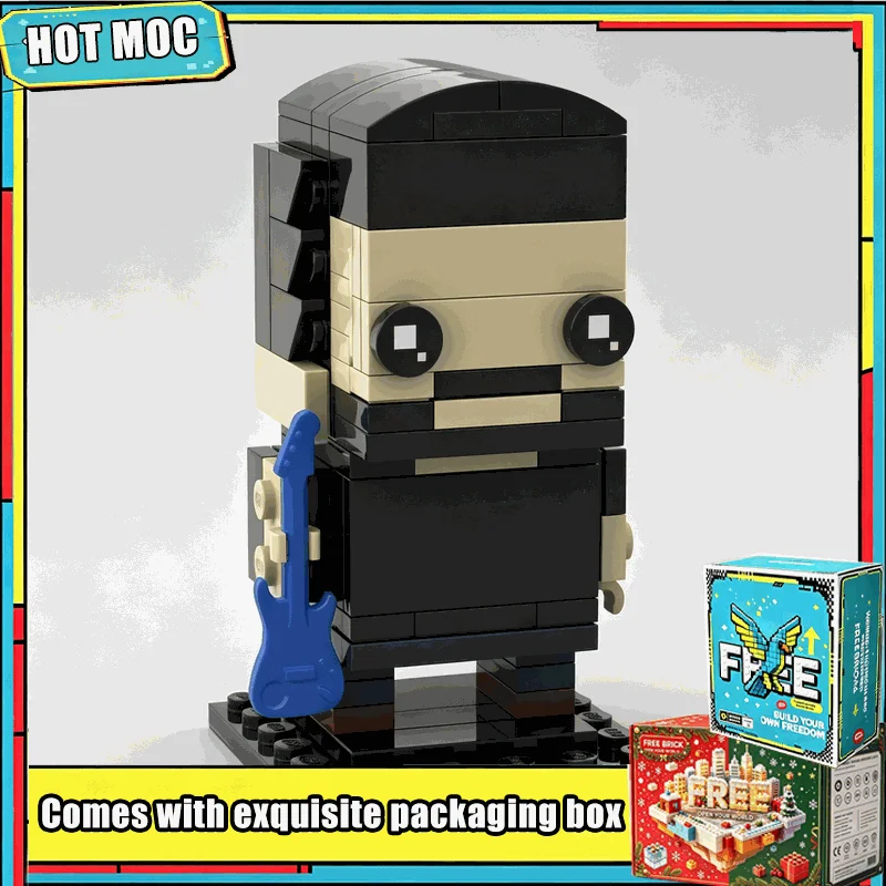 102PCS MOC Rock Guitarist Custom Figure Building Blocks Model DIY Assembly Educational Creative Collection Home Decoration Gift
