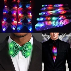 10/30/50Pcs LED Bowtie Flashing Light Up Sequin Necktie LED Bow Tie Necktie Bar Party Women Tie Wedding Bowtie Luminous Gift