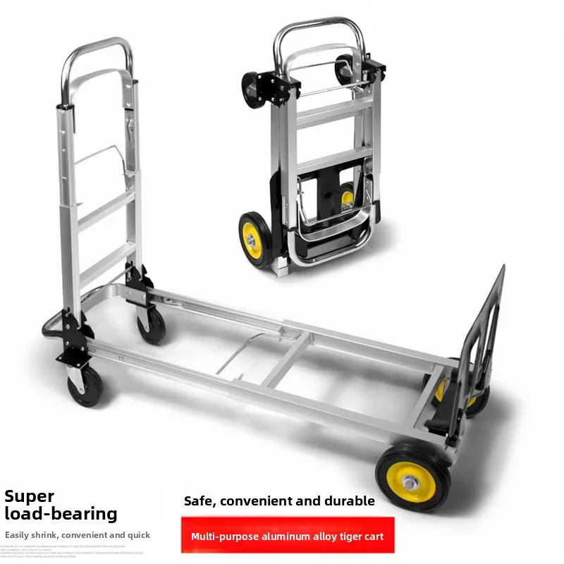Multifunctional express logistics handling cart, folding portable flatbed truck