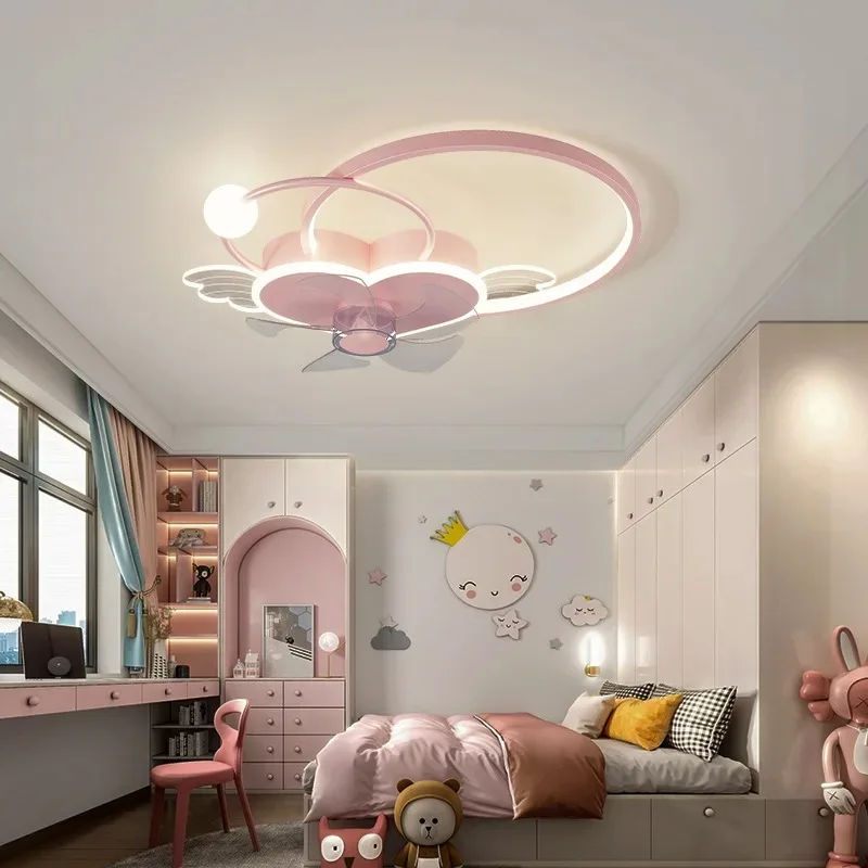 Modern Iron Art Heart Love Shaped Kids Ceiling Lights with Light Remote Control LED Dimmable Creative