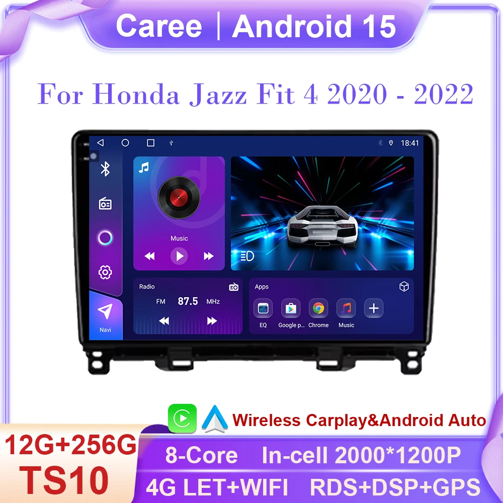 

For Honda Jazz Fit 4 2020 - 2022 Stereo Car Radio 4G Android 15 Multimedia Video Player GPS Navigation Carplay Auto No 2din din