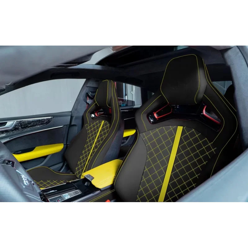 Fits Audi A3 A4 A5 A6 A7 A8 Q3 Q5 Q7, Carbon Fiber Racing Bucket Seats, RS Style Car Accessories with Custom Leather Design