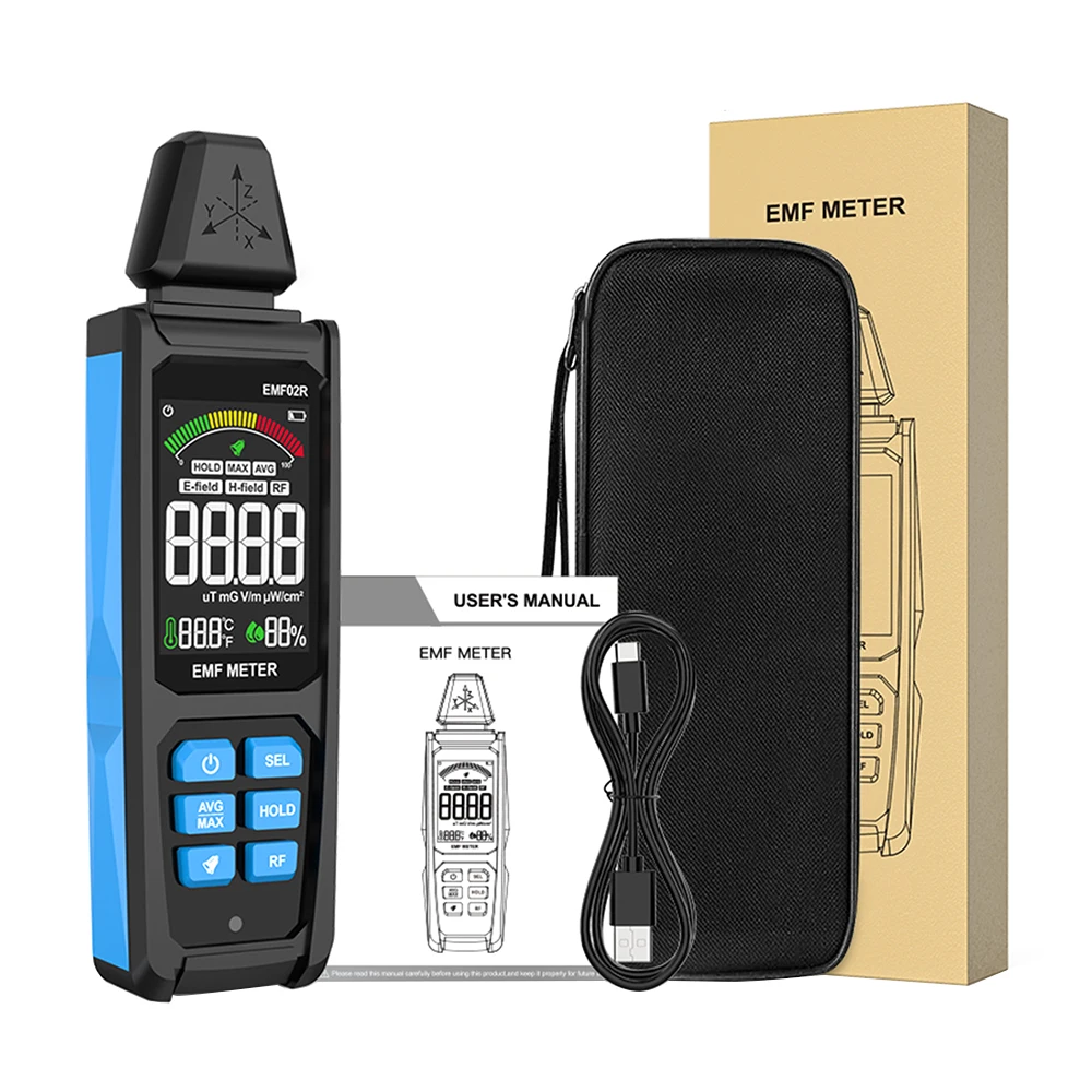 

Digital Wood Moisture Meter Electromagnetic Radiation Detection Dual Display Ambient Temp Humidity Timber Damp Detector