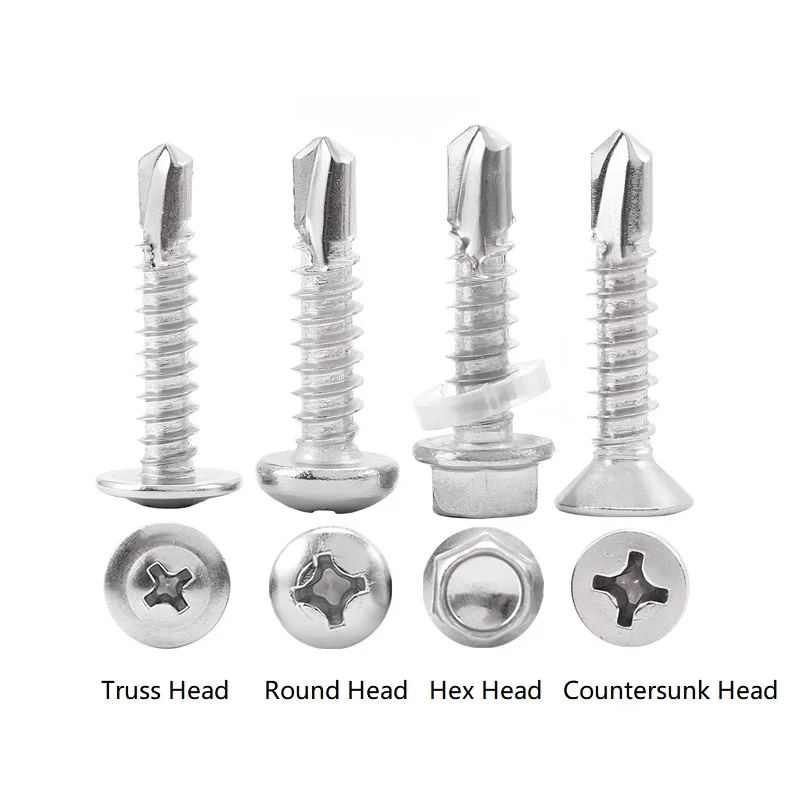1 Box M4.2~M6.3 Cross Phillips Flat Countersunk / Pan Round / Truss / Hex Head Self Drilling Screw Sheet Metal Set Kit