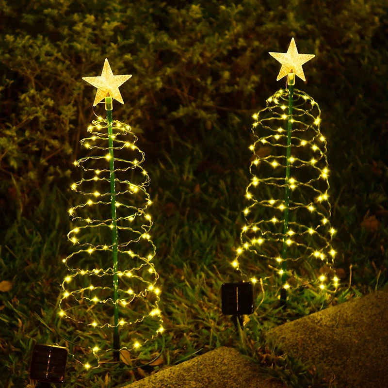Christmas tree solar copper wire led outdoor waterproof wrought iron, villa courtyard decoration