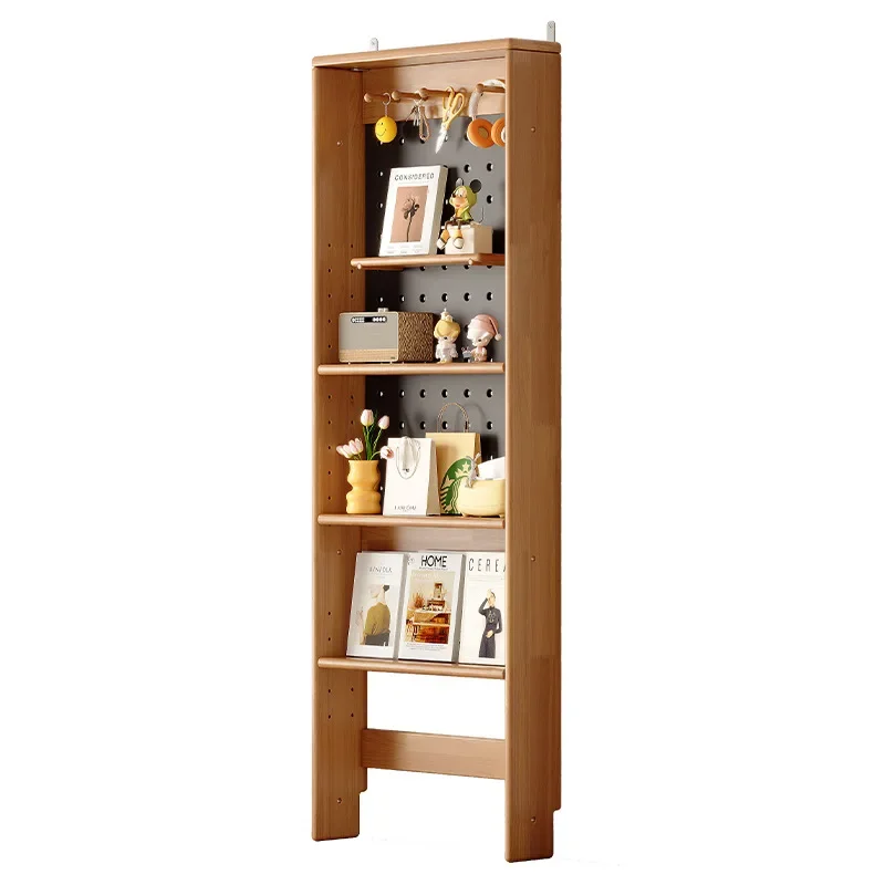 

Solid wood ultra-thin shelf, cherry wood color, no punching, floor-to-ceiling storage rack behind the door