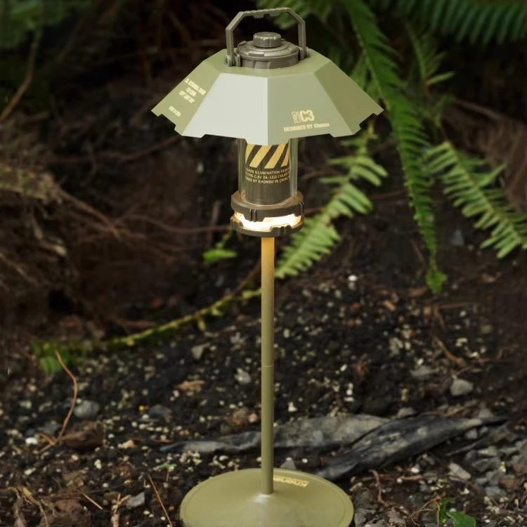 Tactical Octagonal LED Camping Lantern USB Rechargeable Green Stand Light Stepless Dimming Waterproof Emergency Lamp