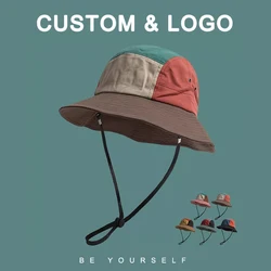 Four Seasons Versatile Sunshade Bucket Hats Custom Logo Splicing Contrasting Color Fashion Leisure Outdoor Hiking Caps Unisex