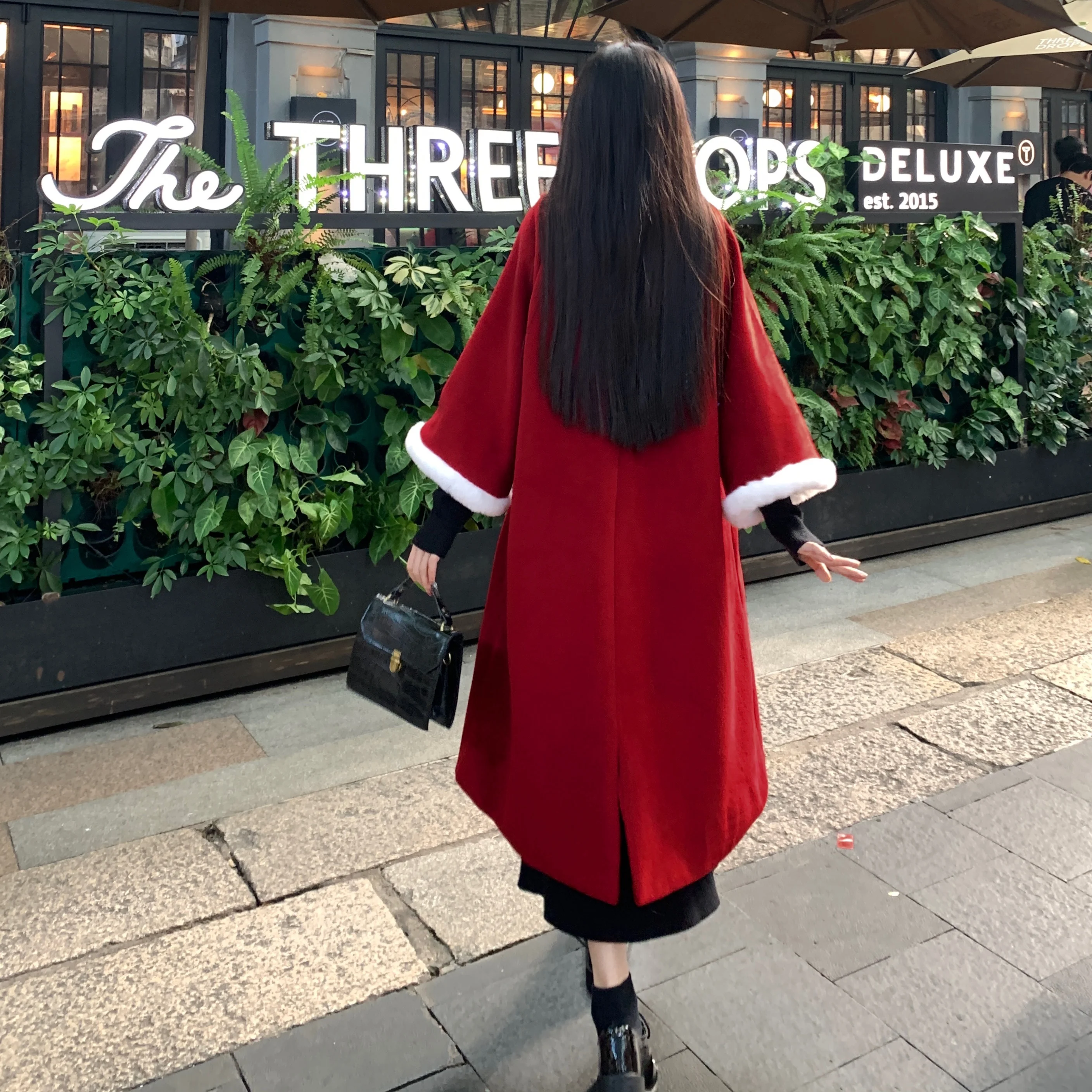 Cappotto rosso neocinese retrò Colletto sfocato di nicchia Capispalla di media lunghezza addensato caldo e ampio Top da donna Inverno Capodanno Stateme