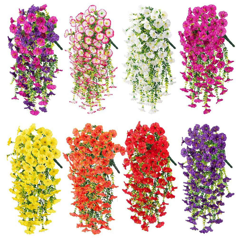 Artificial Hanging Flower Fake Hanging Plant Violet Vines UV Resistant Wall Home Room Garden Wedding Indoor Outdoor Spring Decor